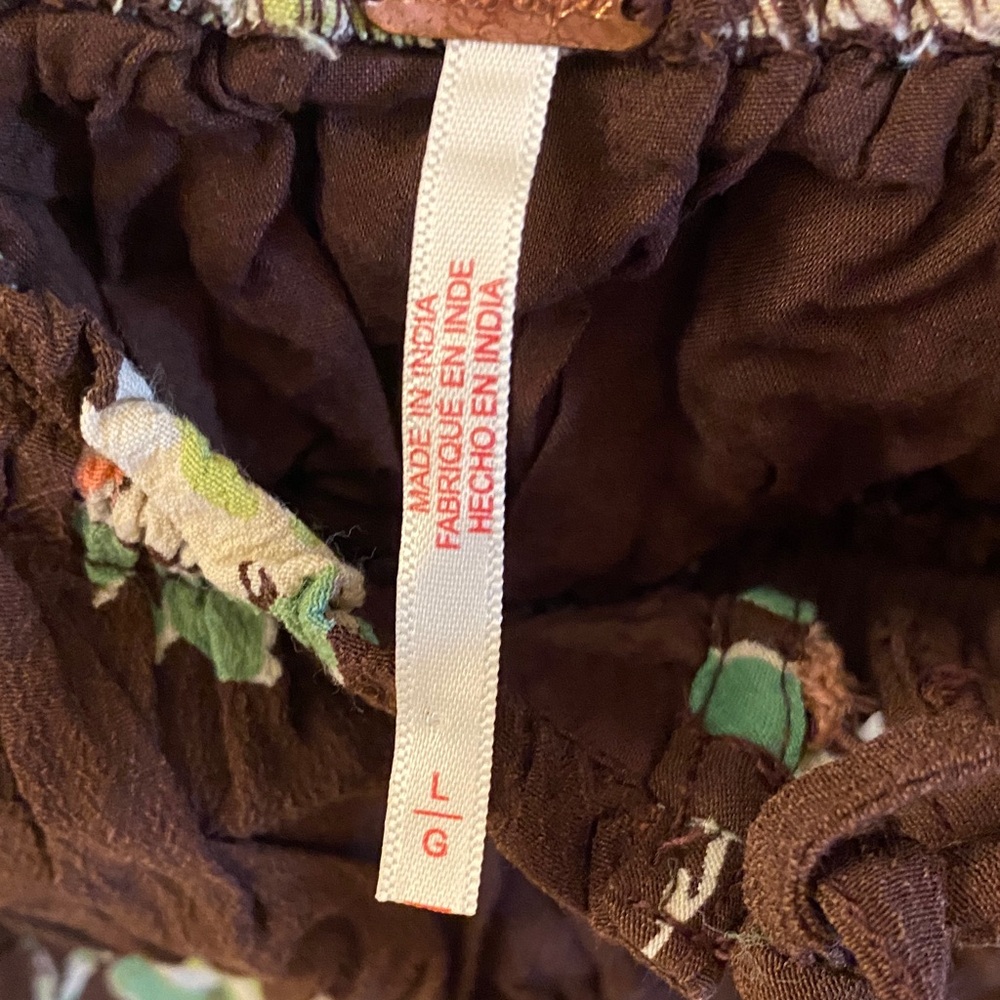 Free People Brown Floral Tie-Front Peasant Blouse - Picture 2 of 6